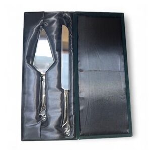 Sheridan Cake Knife and Server Set, Silver Plated Heart Handle, Wedding